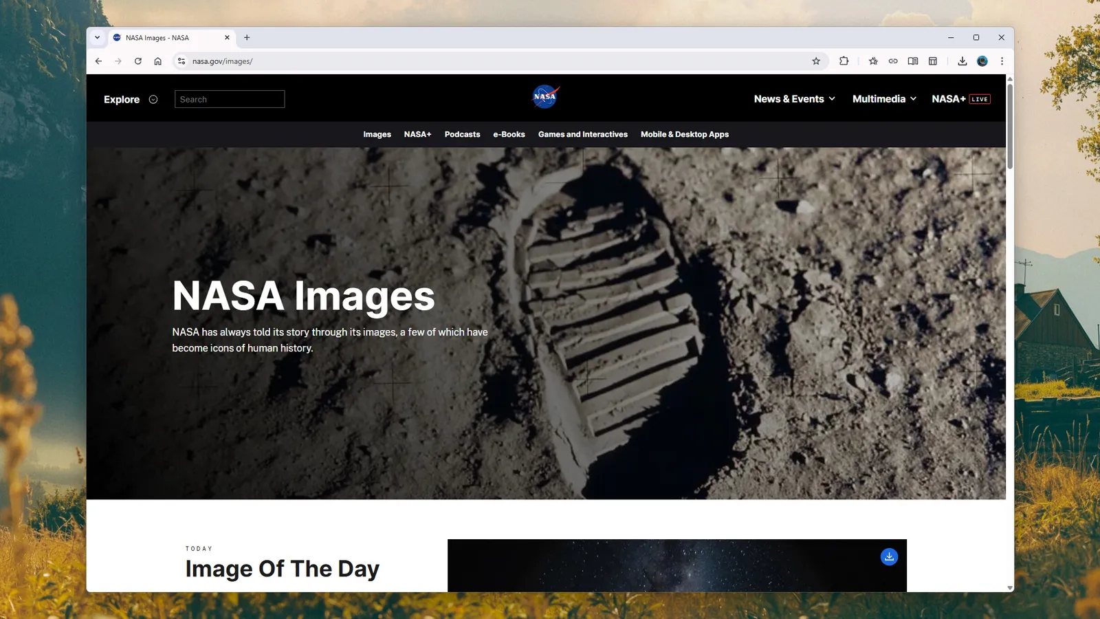 The front page of NASA Images.